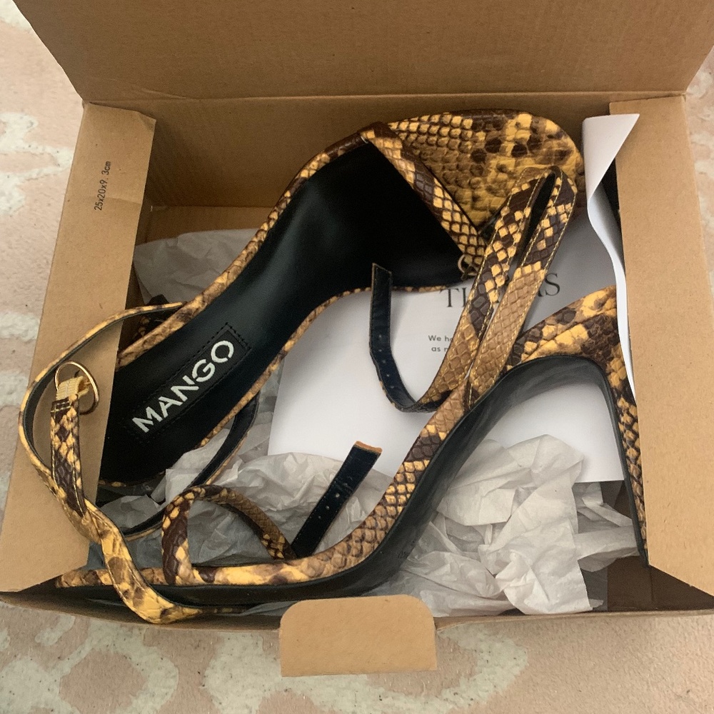 Mango snake print heels